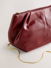 Red Leather Snap Clutch Bag - Image 3 of 5