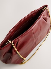 Red Leather Snap Clutch Bag - Image 5 of 5