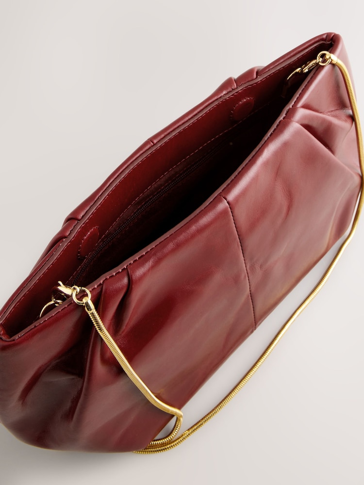 Red Leather Snap Clutch Bag - Image 5 of 5
