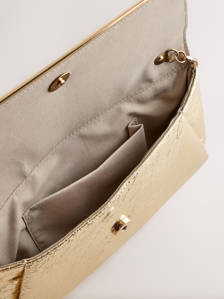 Gold Clutch Bag With Detachable Chain - Image 8 of 8