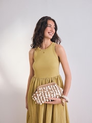 Natural Raffia Shell Clutch Bag - Image 2 of 9