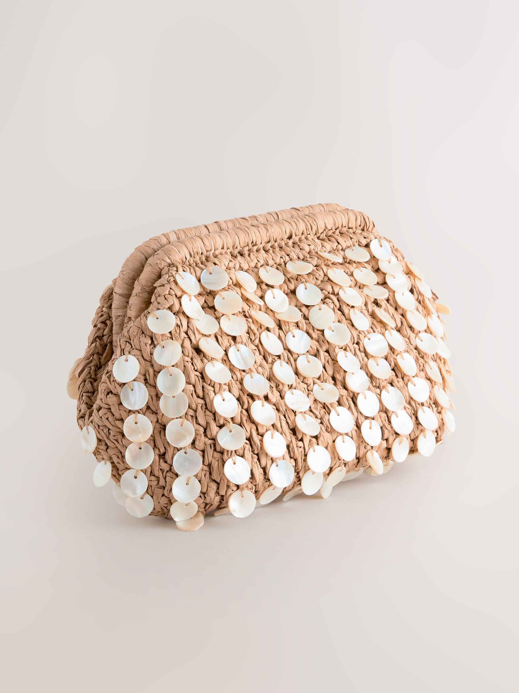 Buy Natural Raffia Effect Shell Clutch Bag from the Next UK online shop