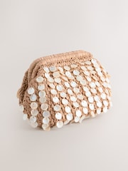 Natural Raffia Shell Clutch Bag - Image 6 of 9