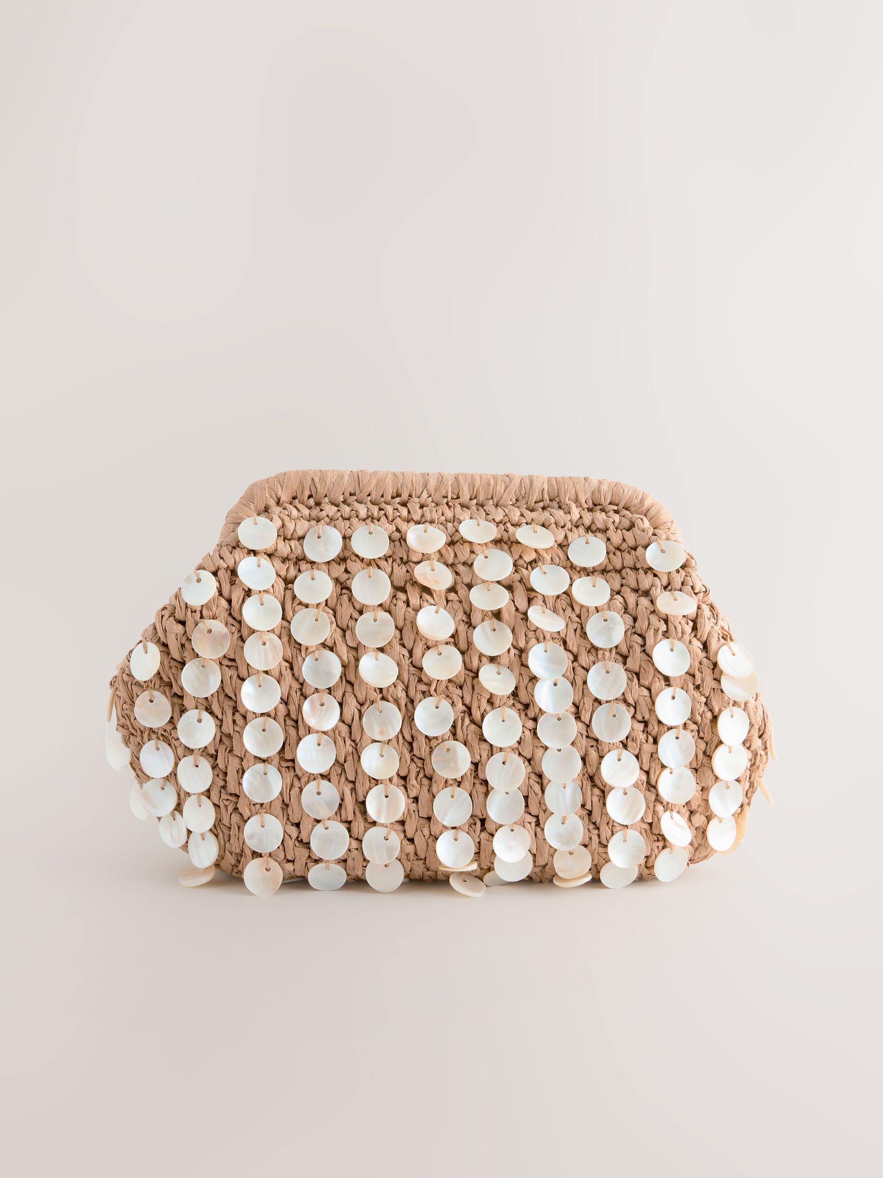 Buy Natural Raffia Effect Shell Clutch Bag from the Next UK online shop