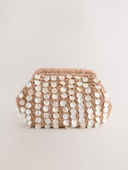 Natural Raffia Shell Clutch Bag - Image 7 of 9