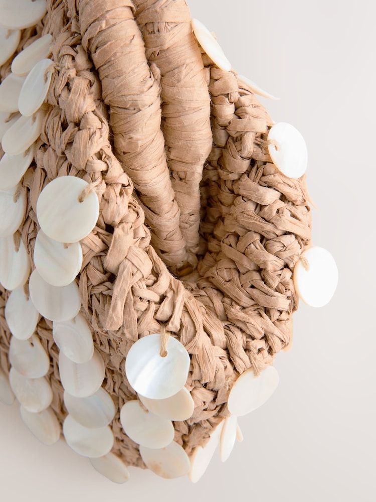 Natural Raffia Shell Clutch Bag - Image 9 of 9