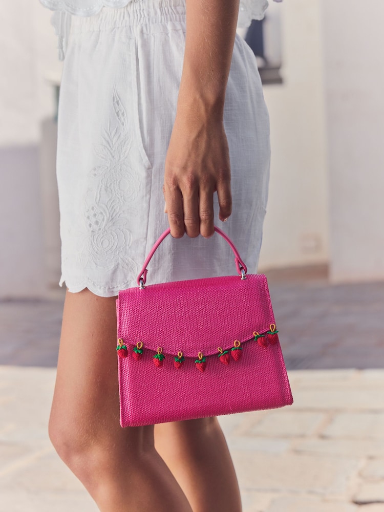 Pink Strawberry Top Handle Bag - Image 1 of 9