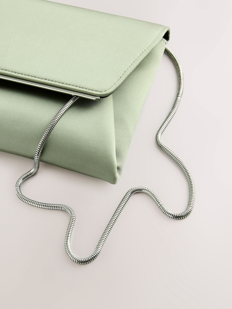 Sage Green Satin Clutch Bag - Image 8 of 10
