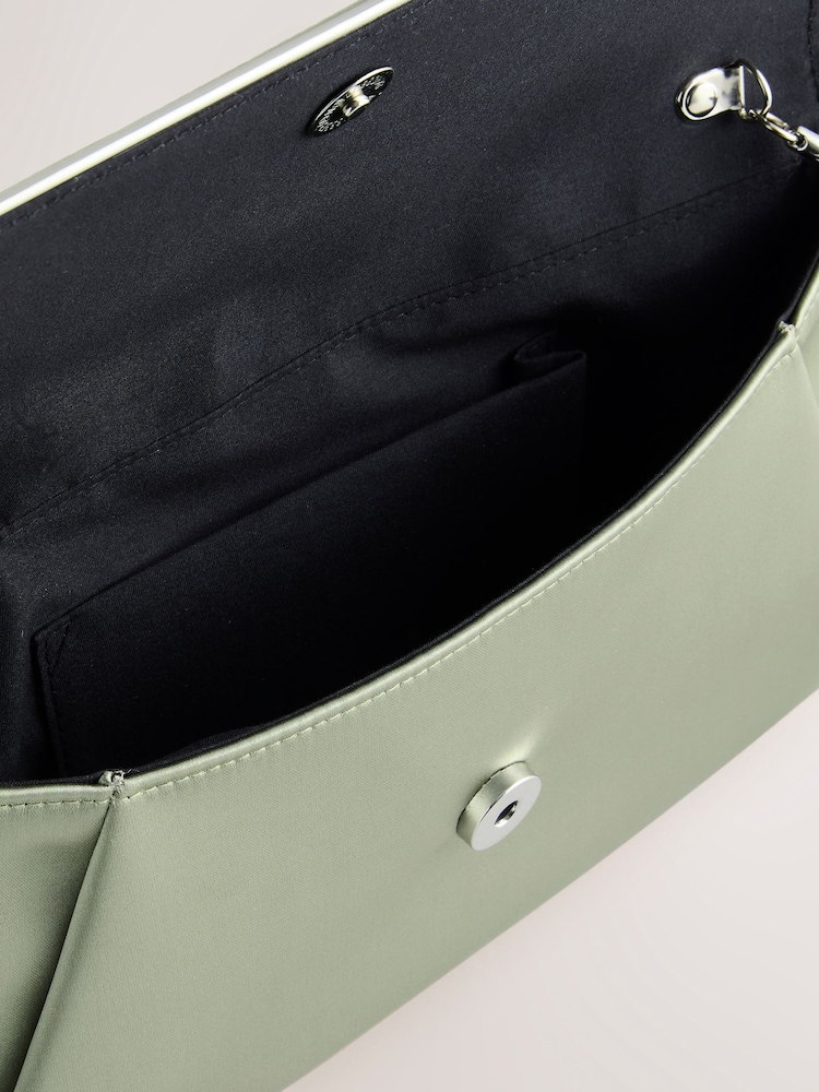 Sage Green Satin Clutch Bag - Image 9 of 10