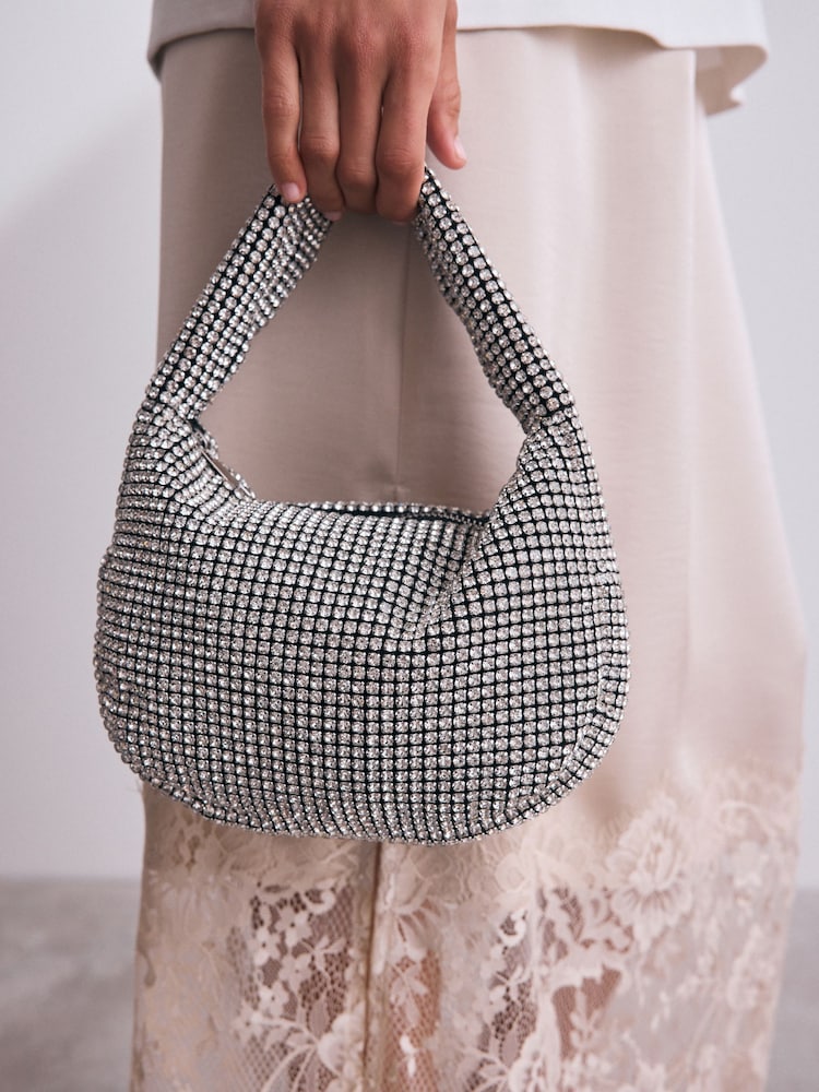 Silver Sparkle Hand Held Bag - Image 1 of 10