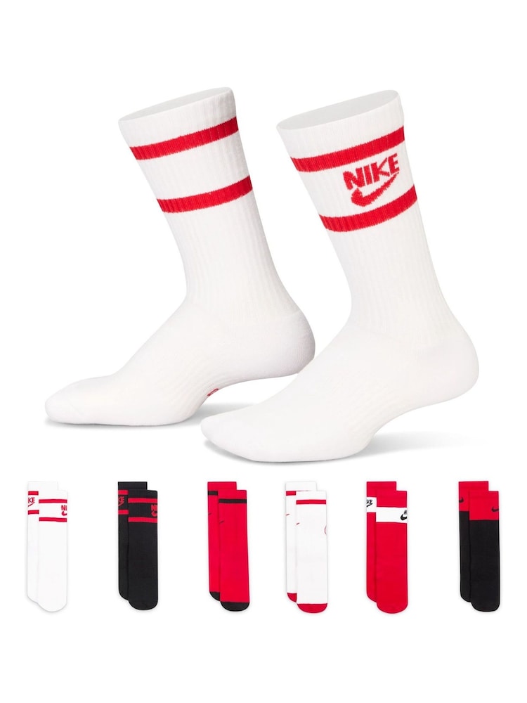 Nike Red Kids Cushioned Crew Socks 6 Pack - Image 1 of 4