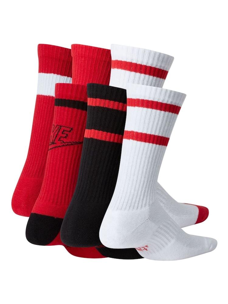 Nike Red Kids Cushioned Crew Socks 6 Pack - Image 2 of 4