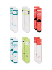 Nike White Blue Kids Cushioned Crew Socks 6 Pack - Image 3 of 4