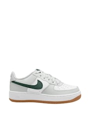 Nike White/Fir Green Youth Air Force 1 Trainers - Image 1 of 4
