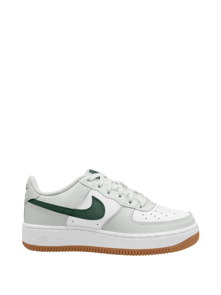 Nike White/Fir Green Youth Air Force 1 Trainers - Image 1 of 4