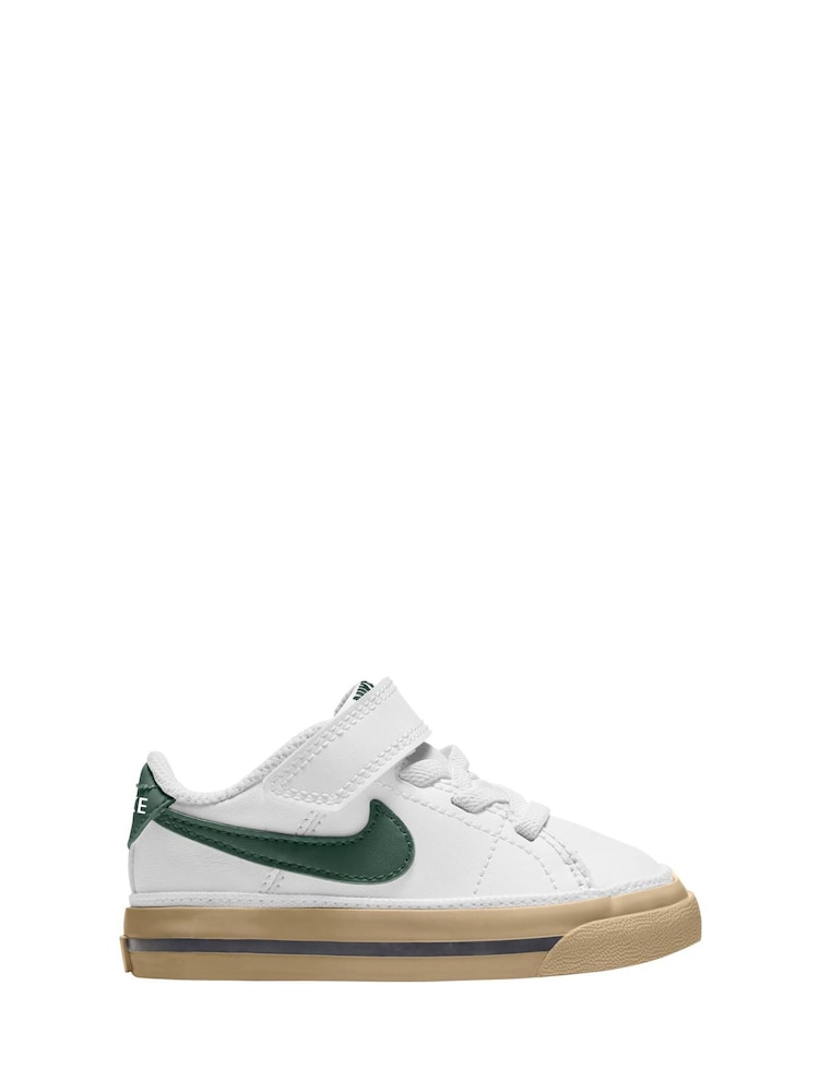 Nike White/Fir Green Infant Court Legacy Trainers - Image 1 of 3
