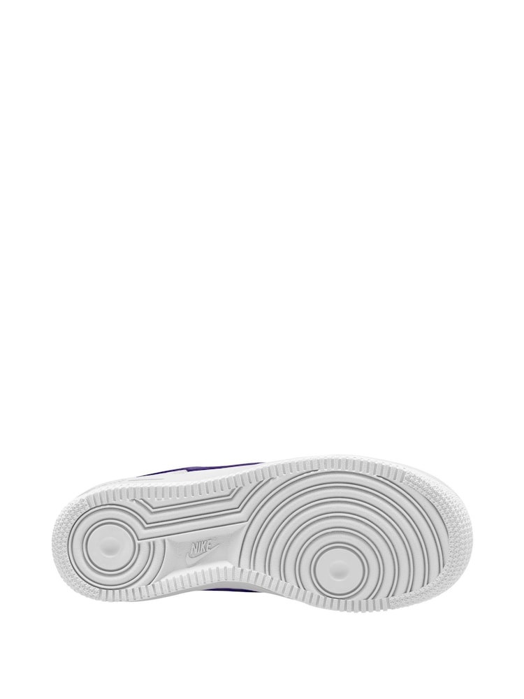 Nike White Court Purple Youth Air Force 1 Trainers - Image 4 of 4 Nike White Court Purple Youth Air Force 1 Trainers - Image 4 of 4