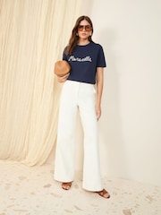 Friends Like These Navy Short Sleeve Rope Embroidered T-Shirt - Image 2 of 5