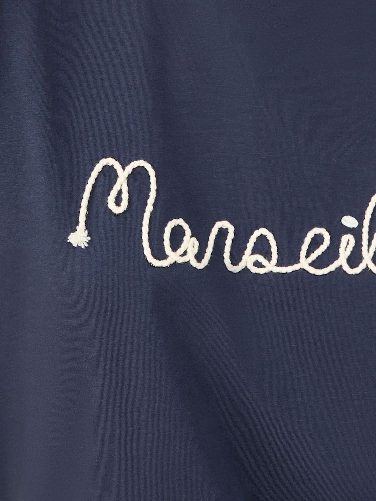 Friends Like These Navy Short Sleeve Rope Embroidered T-Shirt - Image 5 of 5