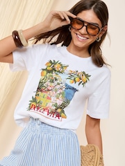 Friends Like These Ivory Crew Neck Boxy Graphic T-Shirt - Image 1 of 4
