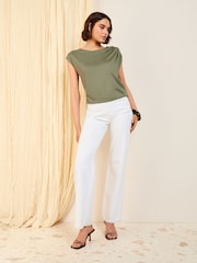 Friends Like These Khaki Short Sleeve Drape Tunic - Image 2 of 4