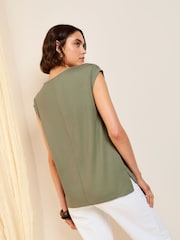 Friends Like These Khaki Short Sleeve Drape Tunic - Image 4 of 4