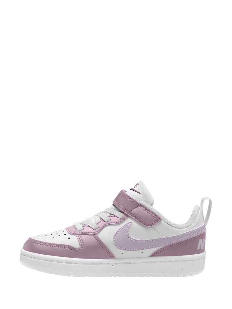 Nike White/Pink Plum Junior Court Borough Low Recraft Trainers - Image 2 of 4