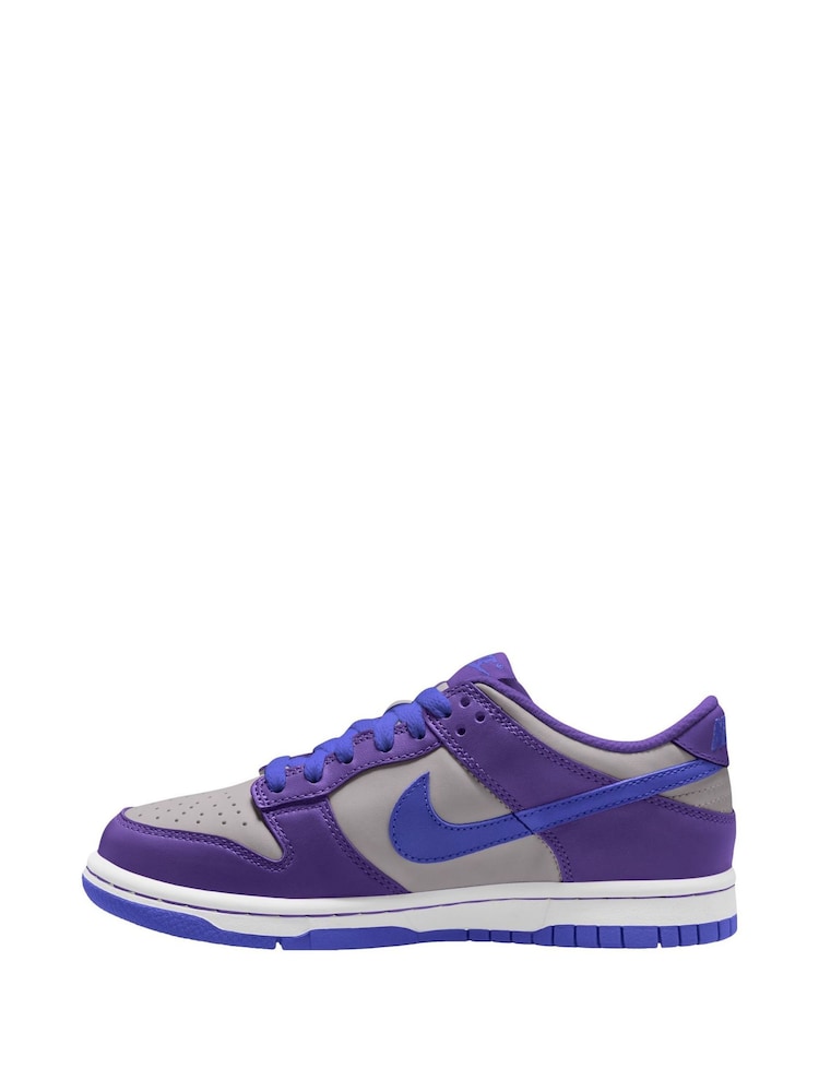 Nike Grey/Purple Blue Youth Dunk Low Trainers - Image 2 of 4 Nike Grey/Purple Blue Youth Dunk Low Trainers - Image 2 of 4