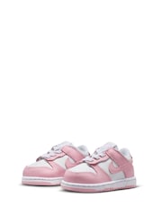 Nike White/Med Soft Pink Low Infant Dunk Trainers - Image 3 of 7