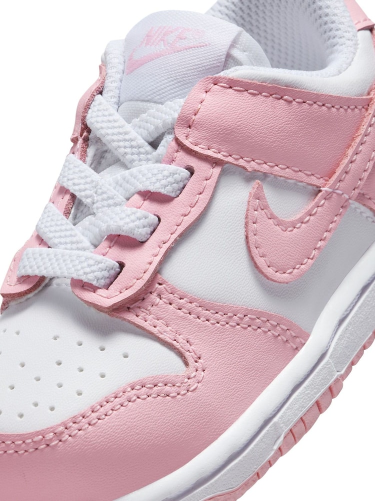 Nike White/Med Soft Pink Low Infant Dunk Trainers - Image 7 of 7 Nike White/Med Soft Pink Low Infant Dunk Trainers - Image 7 of 7