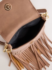 Tan Brown Fringe Phone Bag - Image 1 of 6