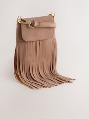 Tan Brown Fringe Phone Bag - Image 2 of 6