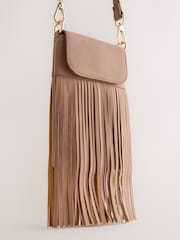 Tan Brown Fringe Phone Bag - Image 4 of 6