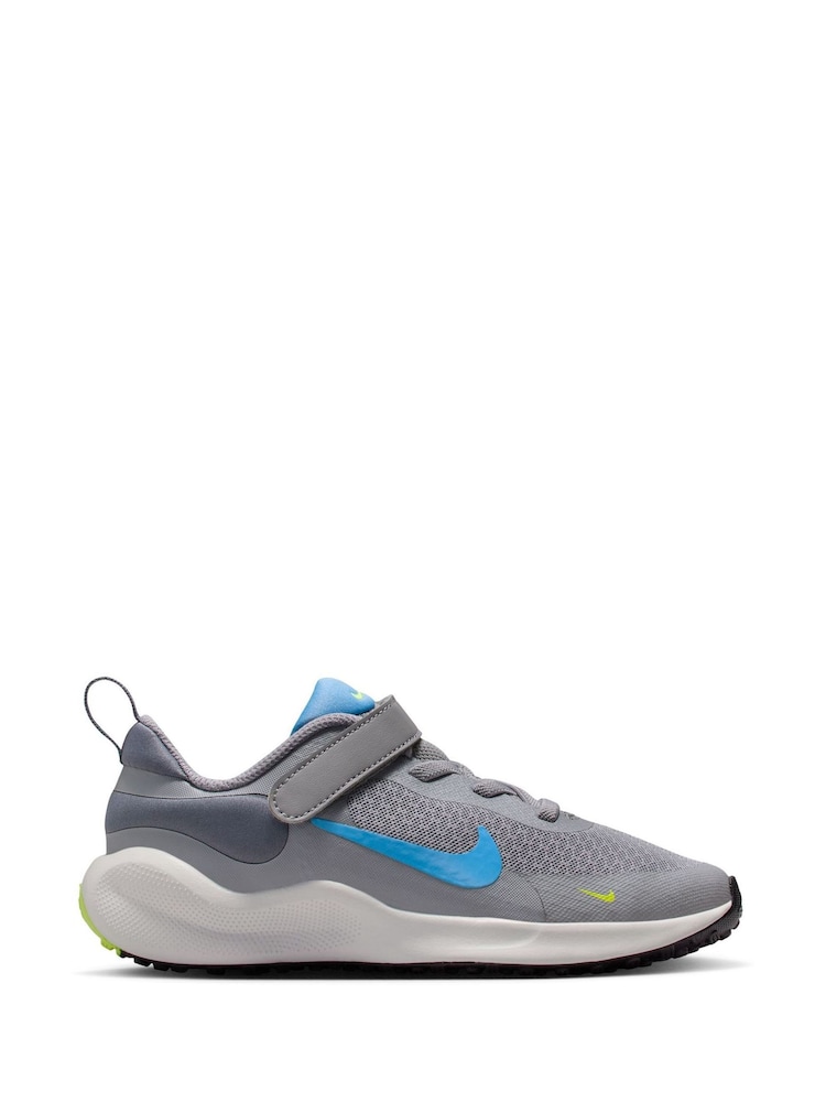 Nike Cement Grey/Blue Junior Revolution 7 Trainers - Image 1 of 10 Nike Cement Grey/Blue Junior Revolution 7 Trainers - Image 1 of 10