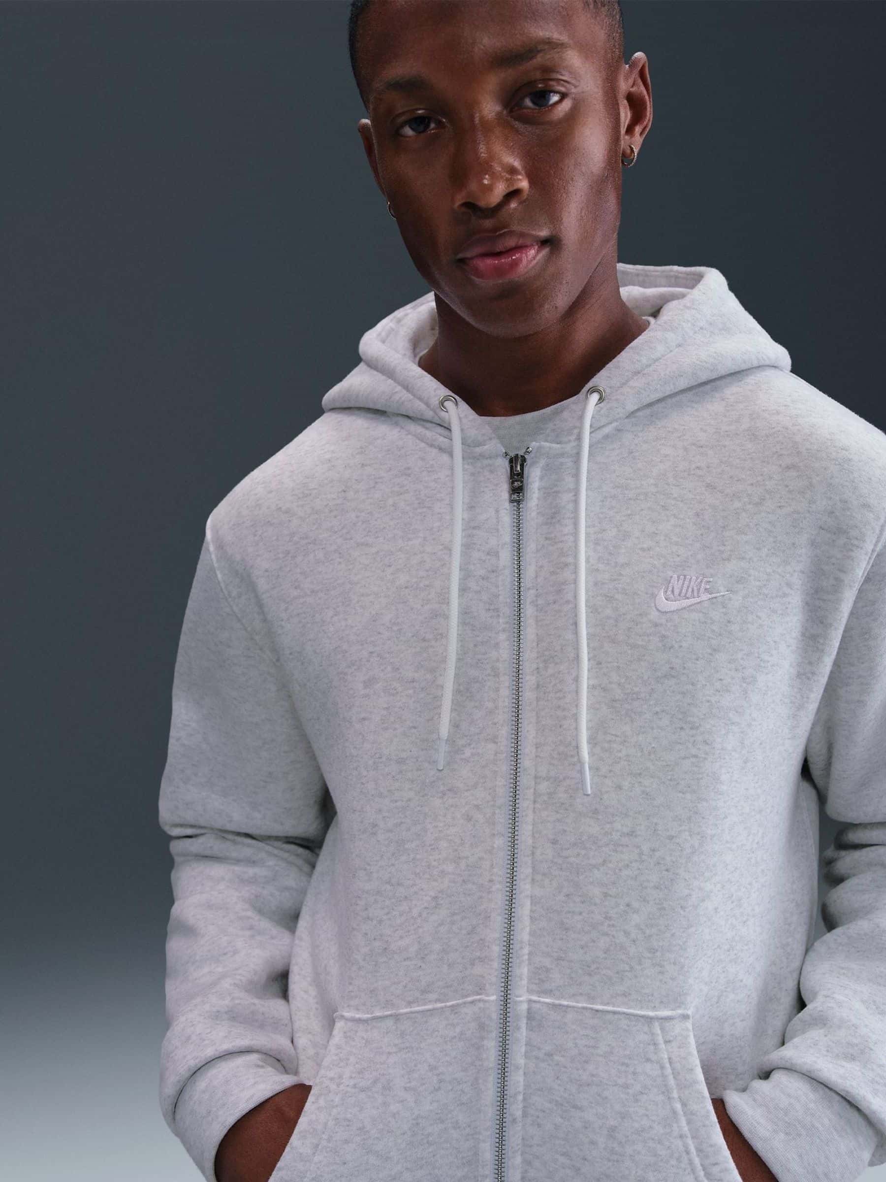 Buy Nike Grey Birch Heather Club Full Zip Hoodie from the Next UK