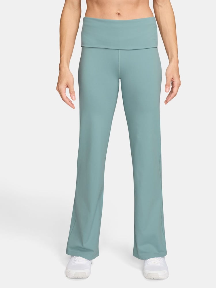 Nike Cannon Blue One High Waisted Fold Over Flared Leggings - Image 1 of 3
