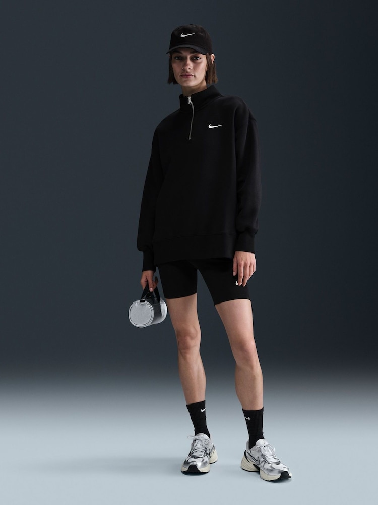 Nike Black Sportswear Phoenix Fleece Over-Oversized 1/4-Zip Sweatshirt - Image 1 of 5