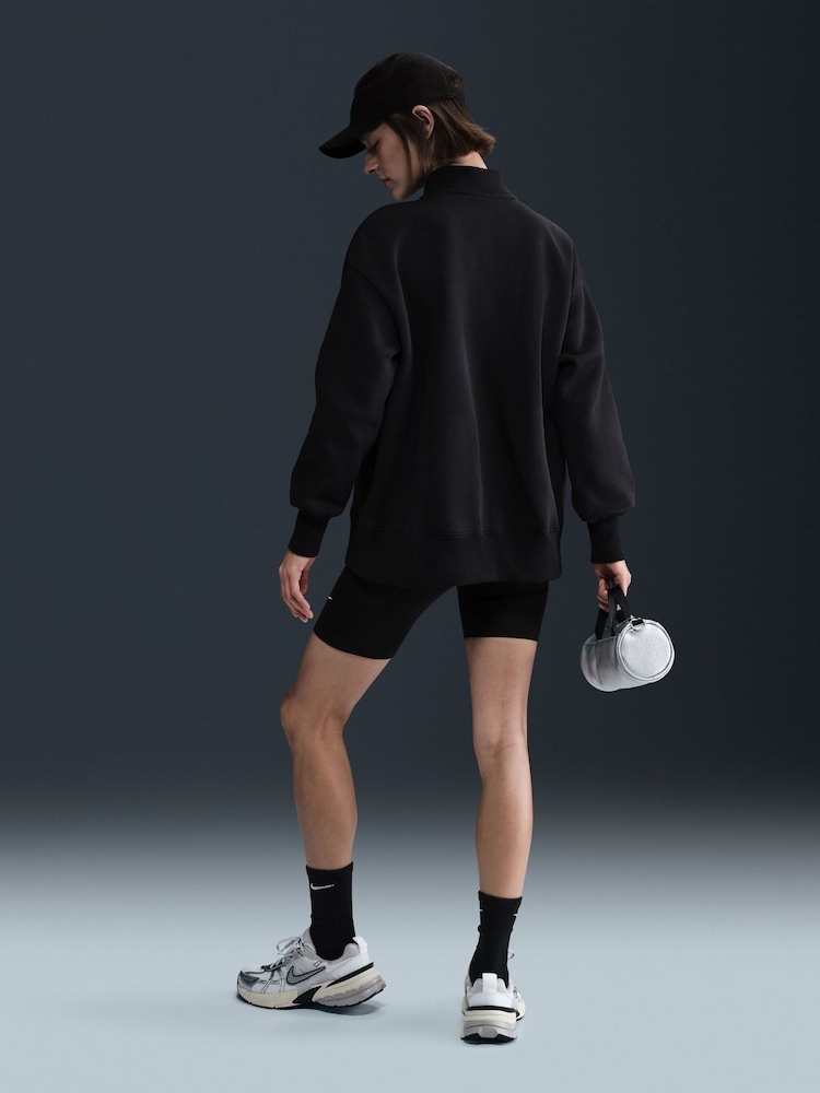 Nike Black Sportswear Phoenix Fleece Over-Oversized 1/4-Zip Sweatshirt - Image 2 of 5