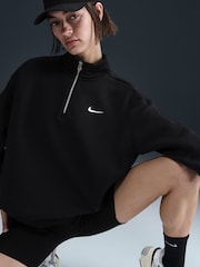 Nike Black Sportswear Phoenix Fleece Over-Oversized 1/4-Zip Sweatshirt - Image 3 of 5