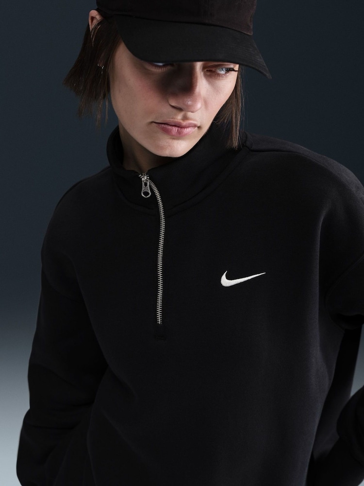 Nike Black Sportswear Phoenix Fleece Over-Oversized 1/4-Zip Sweatshirt - Image 5 of 5