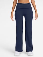 Nike Midnight Navy One High Waisted Fold Over Flared Leggings - Image 1 of 4