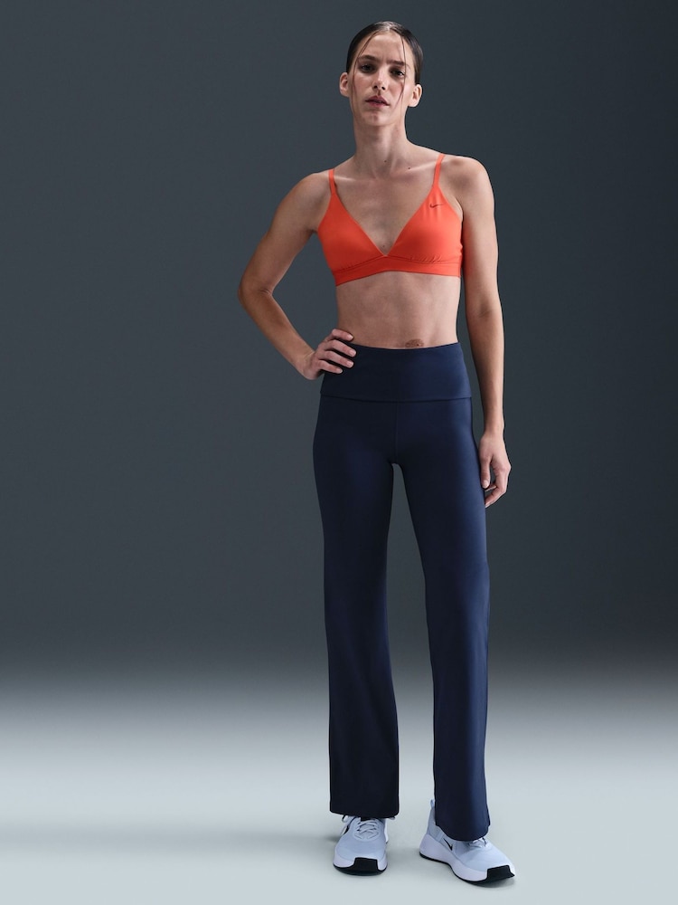 Nike Midnight Navy One High Waisted Fold Over Flared Leggings - Image 1 of 6 Nike Midnight Navy One High Waisted Fold Over Flared Leggings - Image 1 of 6