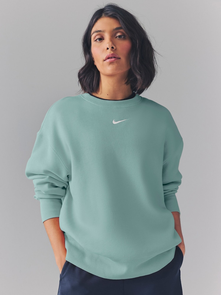 Nike Cannon Blue Oversized Phoenix Fleece Crew Neck Sweatshirt - Image 1 of 6 Nike Cannon Blue Oversized Phoenix Fleece Crew Neck Sweatshirt - Image 1 of 6