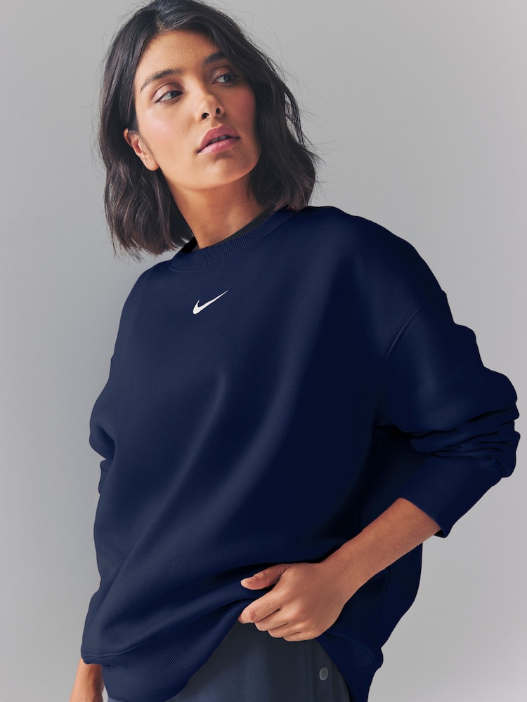 Nike Midnight Navy Oversized Phoenix Fleece Crew Neck Sweatshirt - Image 1 of 6 Nike Midnight Navy Oversized Phoenix Fleece Crew Neck Sweatshirt - Image 1 of 6