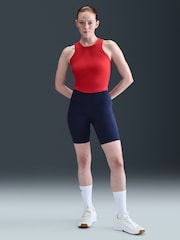 Nike Midnight Navy One High Waisted 8 Inch Biker Shorts with Pockets - Image 1 of 6