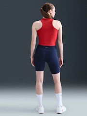 Nike Midnight Navy One High Waisted 8 Inch Biker Shorts with Pockets - Image 2 of 6