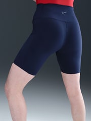 Nike Midnight Navy One High Waisted 8 Inch Biker Shorts with Pockets - Image 4 of 6