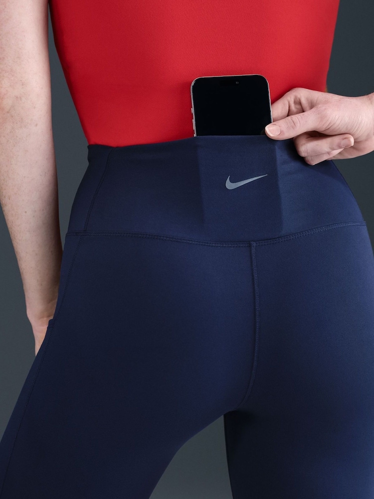Nike Midnight Navy One High Waisted 8 Inch Biker Shorts with Pockets - Image 6 of 6