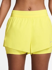 Nike Yellow Swift Dri-FIT Mid Rise 2-In-1 Running Shorts - Image 1 of 4