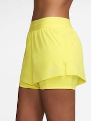 Nike Yellow Swift Dri-FIT Mid Rise 2-In-1 Running Shorts - Image 3 of 4